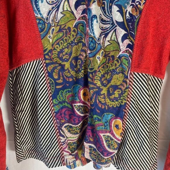 Kaktus Patchwork Paisley/Stripe Zip Front Cardigan Jacket Sz L - Picture 5 of 7